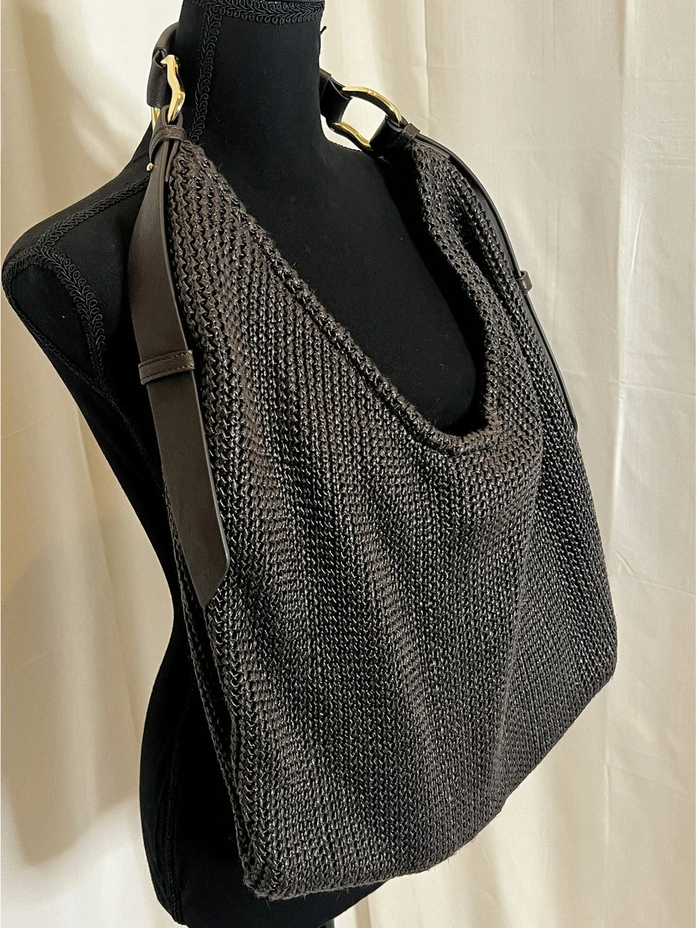NWT Dolce Vita Birch Chocolate Crochet Hobo Shoulder Bag w/ Pouch Dust Bag